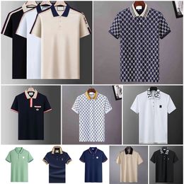 Designer polos mens polo t shirt shirts for man T Shirt Snake Bee Short Sleeve Embroidery Fashion Luxury Polo Sleeves Casual Men Polo black white High Quality Shirt