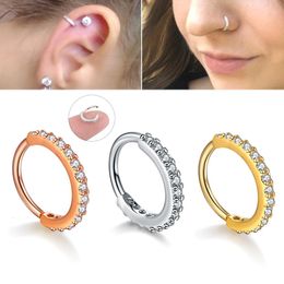 20pcs Crystal Earrings Nose Ring Ear Tragus Cartilage Hoop Copper Rose Gold Colour Nail Personality Simple Small Circle Women 240514