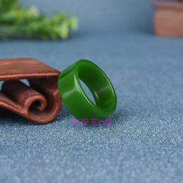 Natural Green White Hetian Jade 7-10 Size Flat Ring Chinese Jadeite Amulet Fashion Charm Jewellery Hand Carved Gifts Women Men 327a