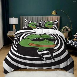Bedding Sets Little Green Frog Quirky Comforter Set 3 Piece Home Textile Soft Polyester 3D Digital Printing Bedroom