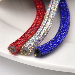 6Mm Round Rhinestone Trim Chain Crystal Drawstring Glass Diamond Rope Tube Diy Jewelry For Craft Trouser Hoodies Clothing Decor