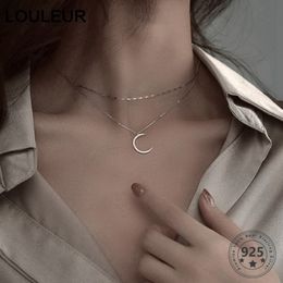 Louleur Real 925 Sterling Silver Moon Necklace Elegant Double Layer Gold Chain Necklace For Women Fashion Luxury Fine Jewellery 0927 2343