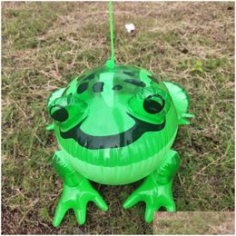 Party Balloons Pvc Inflatable Glowing Frog With Elastic Rope Bouncing Childrens Glow Toy Balloon Squeaking Leg Drop Delivery Toys Gi Dh0Hs