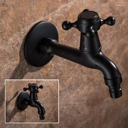 Bathroom Sink Faucets Brass Carved Wall Mount Bibcock Garden Faucet Black Washing Machine Mop Tap Antique WC