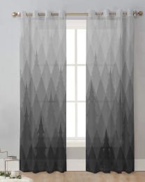 Gradient Geometric Pine Grey Bedroom Organza Voile Curtain Window Treatment Drapes Tulle Curtains for Living Room Sheer Curtains