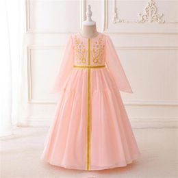 Girl Dresses Ramadan Muslim Dress Girls Children Abaya Prayer Princess Applique Long Robe Gown Kimono Middle East Arab Islamic Clothing