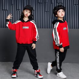 Ballroom Clothing Hip Hop Dance Clothing for Girls Boys Jazz Hoodies and Pant Children Full Sleeve Dance Costume Kids Outfits 3073