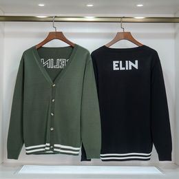 Fashion Women Cardigan Button Sweater Coats Embroidery Letter Knitwear Black Green 2 Colors Size M-XXL With Dust Opp Bag 2582