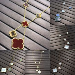 Four Leaf Clover Necklace Cat Eye Shell Agate Jewelry Set Designer High Quality Gold Plated Natural Gemstone Production 036 s 560