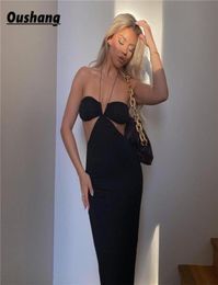 Women Long Maxi Dress Summer White Black Solid Bodycon Bandage Sexy Dresses Halter Elegant Birthday Party Outfits Clubwear Casual8691621