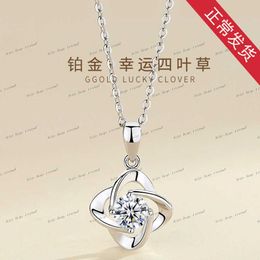Zhou Dasheng PT950 Necklace Female Mosang Diamond Necklace Mosang Stone Pendant White Gold Collar Chain Lover Gift