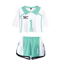 Anime Haikyuu Cosplay Costume Aoba Johsai High School Volleyball Club Oikawa Tooru Tracksuit Women Two Piece Set Tops and Shorts 232Z