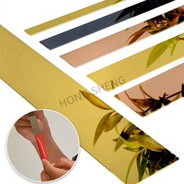 1 Roll 244m Gold Wall Sticker Stainless Background TV Ceiling Edge Strip Waist Line Plane Tile Room Decoration 240527