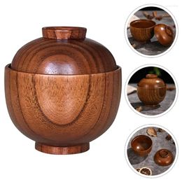 Dinnerware Sets Ingredient Bowl Wooden Lid Child Salad Bowls Lids Japanese Style Miso Soup Fruit