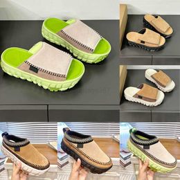 Slippers Designer Slides Platform Slippers Mule Casual Shoes Women Sandals Flat Slipper Tyre Sole Half Baotou Slider Fashion Summer Beach Open Toe Suede Leather Sli