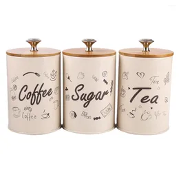 Storage Bottles Jars Kitchen Canisters Sugar/coffee/tea Metal Sealed Home Box Iron 3pcs/set Candy Organizer