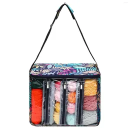 Storage Bags Yarn Tote Organiser Bag Knitting Holder Case Cuboid With Zipper Closure And Pocket For Needles