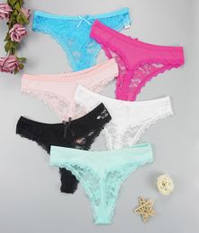 6pcslots Woman Thongs Sexy Underwear Transparent Lace Panties for Women Seamless Strings Drop Low Rise Underwear7924419