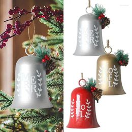 Party Supplies Christmas Bells Classic Iron Pine Cones Red Berries Bell Ornaments Hanging Tree Gingle For Holiday