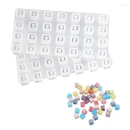 Decorative Figurines Letter Square Beads Silicone Mold Alphabet Epoxy Casting With Hole For DIY Keychain Pendant Earring Supplies