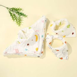 Baby Saliva Towel Triangle Scarf Pure Print Cotton Gauze Infant Bandana For Soft Snap Button Feeding Drool Bibs Burp Cloths