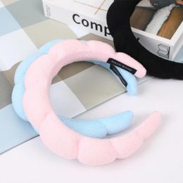 Towel Twine Sponge Hair Hoop Fluffy Bands For Women Girls Solid Color Headbands Soft Comfortable Make Up Accessories