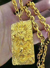 85mm chain width Men Women 18k Yellow Gold Filled The quotChinese LONGquot Pendant Chain Necklace N4218628038