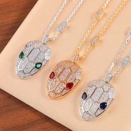 Pendant Necklaces Luxury design S925 sterling silver zircon snake head necklace suitable for womens high-end fashion brand Jewellery party gifts T240524