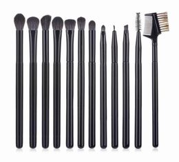 12pcs Black makeup brushes set Eye Shadow Eyebrow Lip Eyelash Eyeliner Brush Eyebrow Brush and Comb Cosmetic Beauty Tools Make Up 5394716