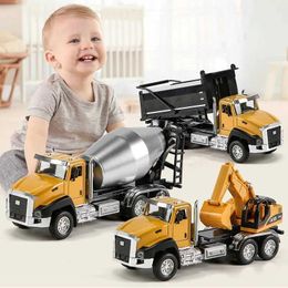 Diecast Model Cars 3pieceset alloy excavator model pull back hybrid truck construction vehicle simulation transport vehicle childrens toy boy birthday gift