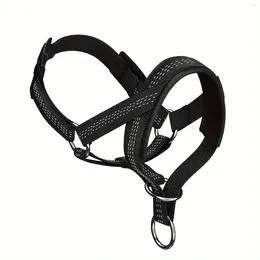 Dog Collars Stripe Silk Line Head Collar With Padded Fabric Doghead Harness Adjustable Nylon Leash Anti-Pull Mouth Cover