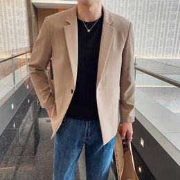 Men's Suits Male Blazer Dress Jackets Slim Fit Long Thin Suit Business Spring Clothes Simple Breasted Coat Fashion 2024 Casual In