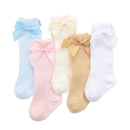 summer thin baby big bow Princess Baby loose middle long tube Bow girl Toddler knee high socks 0 to 3 years old