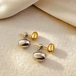 Stud Earrings Minimalist Stainless Steel Gold Plated Oval Round Mini For Women Silver Color Dangle Ear Piercing Studs Jewelry