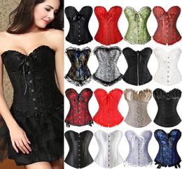 Plus Size Sexy Bustier Corset Top Gothic Lace Up Overbust Corselet Steampunk Body Shapewear Women Slimming Corset Satin Bone 6XL1952558