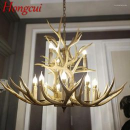 Chandeliers Hongcui Nordic Antler Pendent Lamp American Retro Living Room Dining Villa Coffee Shop Clothing Store Decoration Chandelier