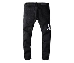 Luxurys Designer Mens Jeans Mark Slimleg Patch Vintage Hole Fashion Biker Causal Hip Hop Denim Top Quality Pants Size 29407025956