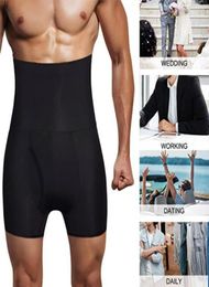 Men Tummy Control Shorts High Waist Training Compression Shaper Pants Seamless Belly Girdle Boxer Briefs Anticurling Underwear16451006