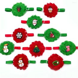 Dog Apparel 30/50pcs Christmas Style Pet Grooming Products Small Doggy Bowties Red Green Flowers Collars With Snow Deer Accessories