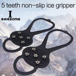 5 Teeth Ice Gripper For Shoes Women Men Crampons Ice Gripper Spike Grips Cleats For Snow Studs Non-Slip Climbing Hiking Covers Diamonds Deco