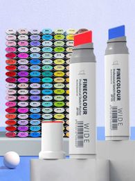 Crayon Markers Finecolour 20mm Wide Marking Alcohol Line Sketching Art Marking Pen Painting School Art Supplies EF105 WX5.23