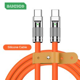 USB Type C to C 60W Cable Liquid Silicone USB Fast Charging for Xiaomi Huawei for Macbook Laptop 120W Data Wire Cord Strong