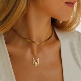 Pendant Necklaces Classic Ukraine National Emblem Necklace Stainless Steel Ukrainian Symbol Fashion Party Jewellery For Women Men