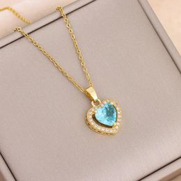 Pendant Necklaces Cute 3 Colors Flower Heart Women Trendy Sweet Sexy Female Stainless Steel Neck Chain Jewelry Wholesale
