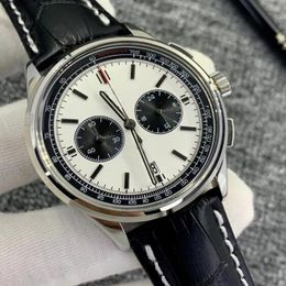 N Quality Men 42MM Silver Rubber Belt Watch Quartz Chronograph Leather Strap Floding Clasp Mens Dress On Wrist Watches 198x