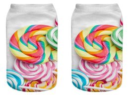 3 Pairs 3D Printing Women Men Sweet Candy Printed Short Socks Children Cotton Creative Novelty Funny Pattern Low socks for Unisex4999209