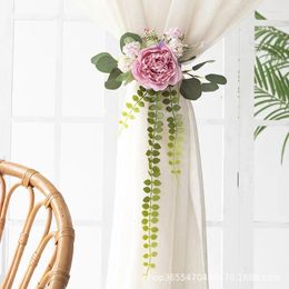 Decorative Flowers Nordic Curtain Binding Simulation Flower Light Luxury High-end Window Screen Creative Home Decoration Accessories