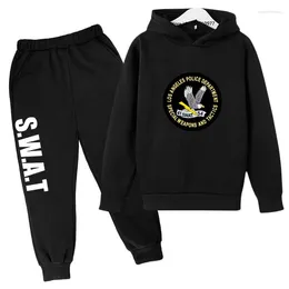 Clothing Sets Kids Autumn Spring S.W.A.T Print Casual Tracksuits Boys Girls Fashion 2pcs Hoodie Pants Suit Children Outfits Clothes