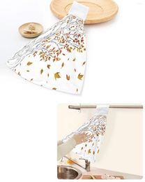 Towel Autumn Plant Tree Leaves Hand Towels Home Kitchen Bathroom Hanging Dishcloths Loops Quick Dry Soft Absorbent