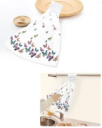 Towel Colorful Butterflies Pring Hand Towels Home Kitchen Bathroom Hanging Dishcloths Loops Quick Dry Soft Absorbent